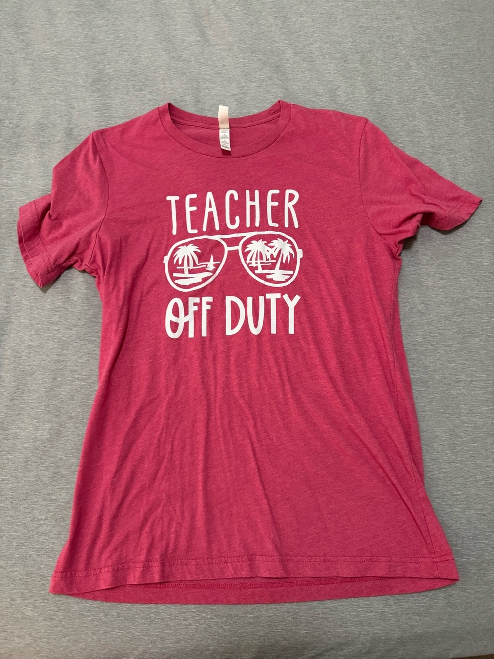 Bella Canvas Red 'Teacher Off Duty' Short Sleeve Tee